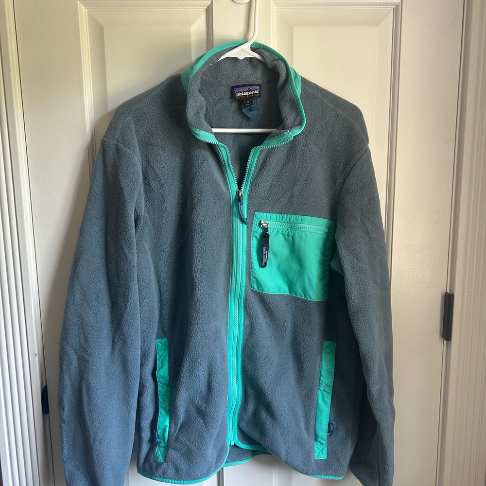 Patagonia Gray Jacket with Aqua Accents